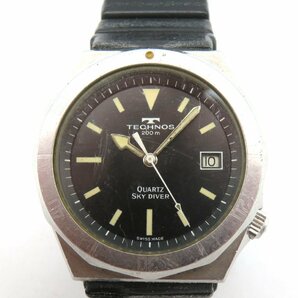 1円◆稼働◆ テクノス スカイダイバー ゴールド クオーツ メンズ 腕時計 M18806の画像2