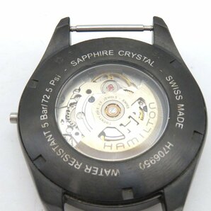 1円◆稼働◆ ハミルトン Ｈ706950 カーキ ブラック 自動巻き メンズ 腕時計 M19303の画像6