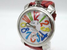 1円◆稼働◆ ガガミラノ マヌアーレ48 ホワイト 手巻き メンズ 腕時計 M20501_画像1
