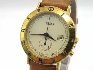1円◆稼働◆ グッチ 3800Jr クリーム クオーツ レディース 腕時計 M19108