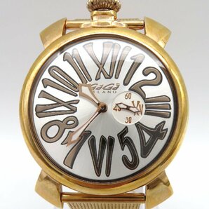 1円◆稼働◆ ガガミラノ マヌアーレ46 シルバー クオーツ メンズ 腕時計 M39002の画像1
