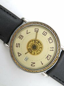 1円◆稼働◆ エルメス セリエ クリーム クオーツ ユニセックス 腕時計 N445