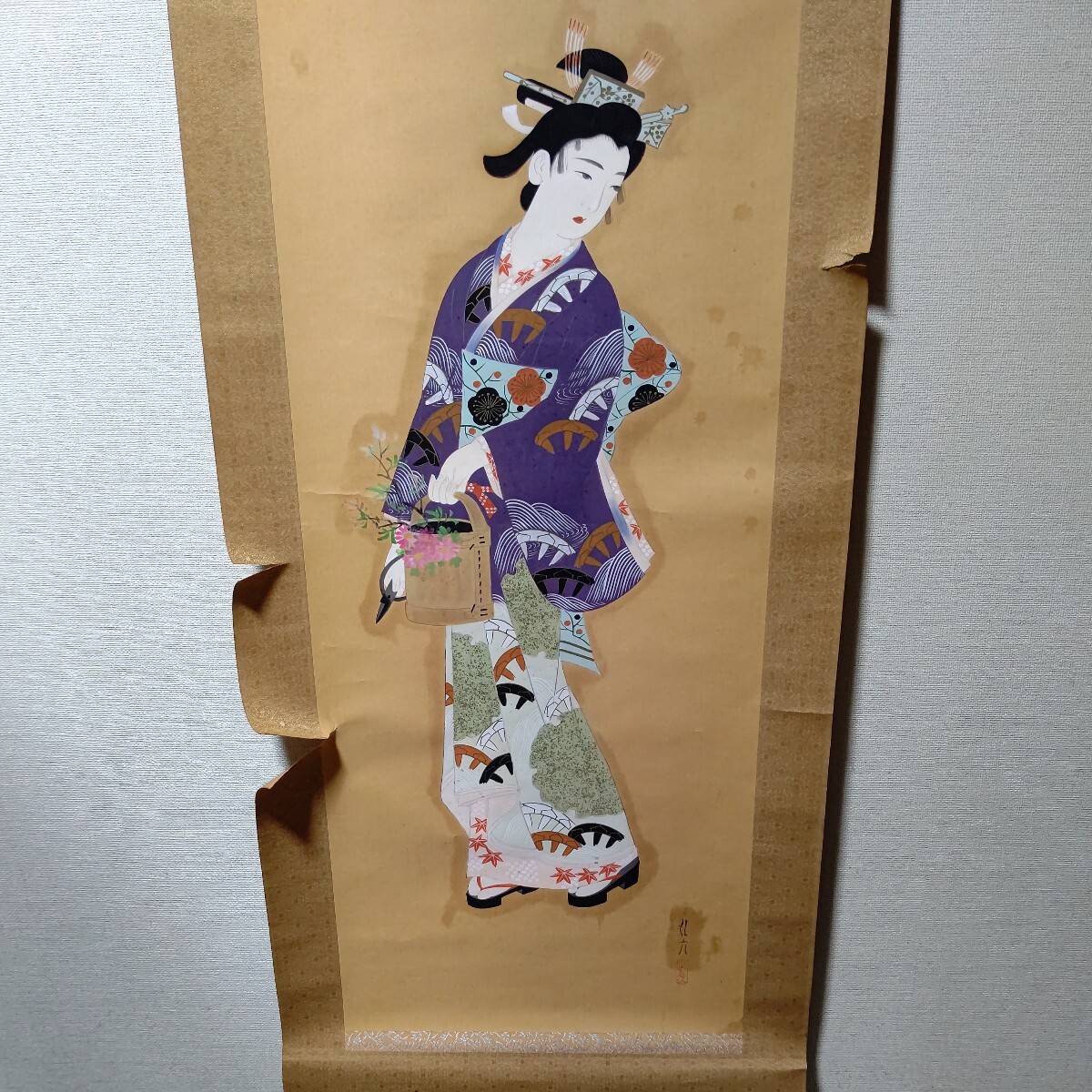 Rouleau suspendu de peinture de beauté ancienne, Peinture, Ukiyo-e, Impressions, Portrait d'une belle femme