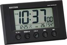 目覚まし時計 電波時計 温度計・湿度計付き フィットウェーブスマート 黒 7.7×12×5.4cm 8RZ166SR02_画像1