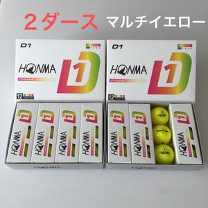 2024年　本間ゴルフ　HONMA new D1 ゴルフボール　マルチオイエロー　2ダース　