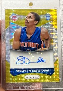 ★金 /10【RC】Auto Spencer Dinwiddie 2014 PANINI PRIZM GOLD ディンウィディー NBA Rookie card ルーキー 直書 サイン カード Lakers