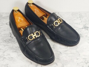 ★Salvatore Ferragamo フェラガモ★ガンチーニ★ローファー★8 約26.0cm★ブラック/黒★本革★ドレスシューズ★メンズ