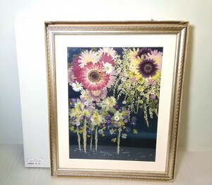 fu... flower club pressed flower . amount [ flower fire ] frame / picture frame (49 Royal silver amount ) pressed flower art flower approximately 43.5cm×52.5cm also boxed ④