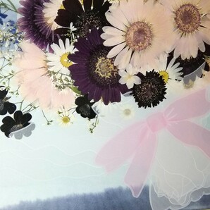 ふしぎな花倶楽部  押し花絵額  花束 額装/額縁 (49グラスグリーン) 押し花 アートフラワー  約45.5cm×54.5cm 共箱入り ②の画像5