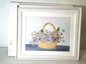 fu... flower club pressed flower . amount [ Margaret ( flower basket )] frame / picture frame (49 white relief amount ) pressed flower art flower also box ⑥