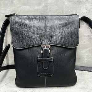 1円 ■美品■ 定価23万 ロエベ LOEWE メンズ ショルダーバッグ サコッシュ ボディ 斜め掛け ビジネス レザー 本革 フラップ 黒 ブラックの画像2