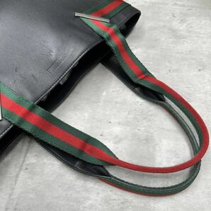 1円■A4◎/大容量■ グッチ GUCCI メンズ シェリーライン ビジネスバッグ トートバッグ 書類鞄 通勤 レザー 本革 黒 ブラックの画像7