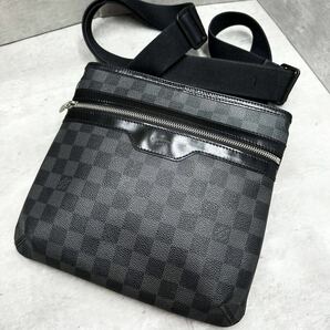 1円■鑑定済■ LOUIS VUITTON ルイヴィトン メンズ トマス ダミエ グラフィット ショルダーバッグ サコッシュ PVC×レザー ブラック 黒の画像1