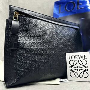 1 jpy # unused class / accessory equipping # Loewe LOEWE men's repeat hole gram clutch bag second bag body business type pushed . present leather black 