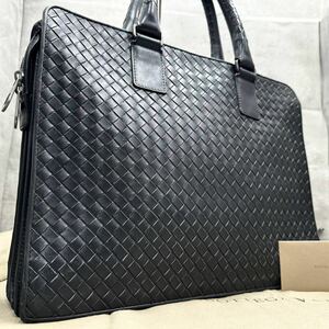 1円■最高級■ BOTTEGA VENETA ボッテガヴェネタ メンズ トートバッグ ビジネス ブリーフケース イントレチャート レザー A4◎ 大容量 黒