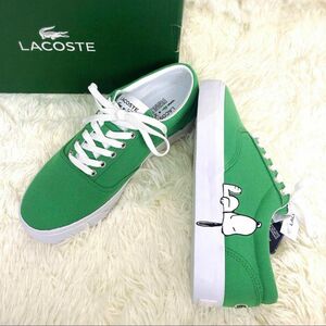 ラコステ スヌーピー スニーカー　25.5cm グリーン　ホワイト　LACOSTE