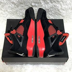 NIKE AIR JORDAN4 RETRO RED THUNDER ナイキ エア ジョーダン4 レトロ レッド サンダー 27.5cm US9.5 ブラック 黒 赤 スニーカー メンズ 靴の画像6