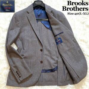 未使用級 現行タグ BROOKS BROTHERS ブルックスブラザーズ テーラードジャケット チェック Milano ミラノ アンコンジャケット 40 L-XL 総柄