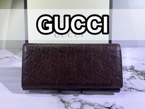 GUCCI グッチ シマ　長財布 レザー　二つ折り　GG柄　インターロッキング