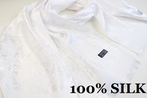 新品 アウトレット【SILK シルク100%】華 ペイズリー柄 大判 ストール/スカーフ WHITE 白 ホワイト_画像1