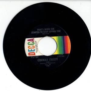 Conway Twitty 「That's When She Started To Stop Loving You/ I'll Get Over Losing You」 米国DECCA盤EPレコード