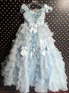 Art hand Auction Pas à vendre !Robe Shichi-Go-San pour enfants 140 taille Ramo 7 ans ~ Bleu clair/Volants Photographie Modèle CM Photo Costume location Occasion Do34, officiel, robe, 140(135~144 cm)