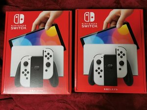 ２台セット【送料無料】Nintendo Switch(有機ELモデル) Joy-Con(L)/(R) ホワイト　ニンテンドースイッチ　本体【新品未開封】