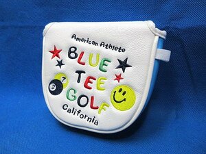 新品 BLUE TEE GOLF/ブルーティーゴルフ スマイル&ピンボール マレット用 パターカバー ホワイト×ブルー　※ネコポス便対応