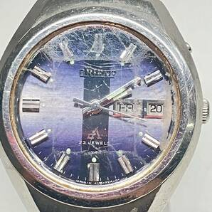 1円〜 3☆ ORIENT オリエント 腕時計 H429-27160 水耐性 ステンレススティール 自動巻き オートマチック 動作確認済み デイデイト 青文字盤の画像2