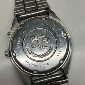 1円〜 3☆ ORIENT オリエント 腕時計 H429-27160 水耐性 ステンレススティール 自動巻き オートマチック 動作確認済み デイデイト 青文字盤の画像9