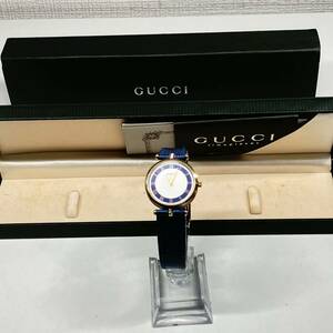 1円〜 3M GUCCI グッチ 腕時計 型番2050 青M 購入日1998年 ビンテージ品 クォーツ 動作未確認 箱付き ブランド腕時計 保証書 QZ 