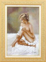 【真作】【WISH】ルチア・サルト Lucia Sarto「マリア」油彩 約12号 大作 証明書付 ◆裸婦名画 　　〇1950-イタリアの画家 #24043064_画像2