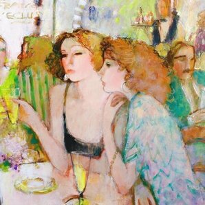 【真作】【WISH】今井幸子「5月のカフェテラスにて」油彩 50号 大作 ◆全盛期・カフェの美人大型名画   〇女性像人気画家 #24042260の画像4