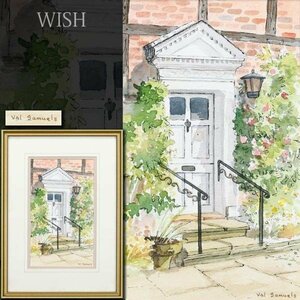 【真作】【WISH】Val Samuels「Doorway, Henley in Arden」水彩 緑豊な扉 レンガ造り #24033530