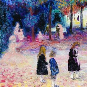 【真作】【WISH】二名ノリコ「パリ風景 モンソー公園」油彩 4号 1900年作 少女群像   〇無所属 ブルガリア政府買上 #24033489の画像5