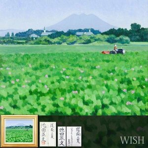 【真作】【WISH】池田正文「道南の夏(ジャガイモとトラピスチヌと三森山)」油彩 8号 共シール ◆夏の山辺逸品 　　〇無所属 #24033183