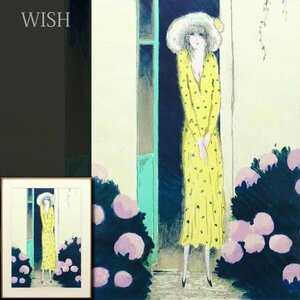 【真作】【WISH】カシニョール Jean-Pierre Cassigneul「扉の前」リトグラフ 25号大 大作 直筆サイン 　　〇女性像人気画家 #24032734