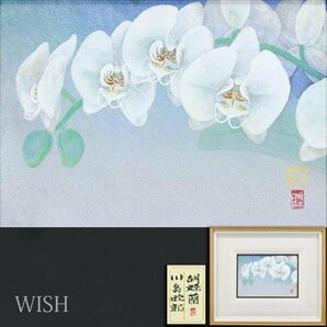 【真作】【WISH】川島睦郎「胡蝶蘭」日本画 SM 金落款 共シール ◆花逸品   〇花鳥画巨匠 日展評議員 師:下保昭 #24042418の画像1