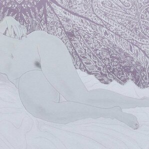 【真作】【WISH】加山又造「裸婦 '95-A 紫」リトグラフ 約10号 1995年作 直筆サイン 証明シール   〇文化勲章 文化功労者 #24042945の画像5