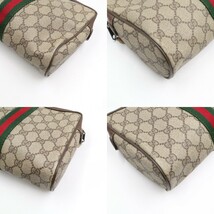 ★GUCCI グッチ 32 014 3553 オールドグッチ ヴィンテージ シェリーライン GG柄 PVC クラッチ セカンドバッグ ブラウン系_画像8