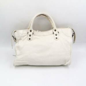 ★BALENCIAGA バレンシアガ 115748 ザ・シティ レザー フリンジ 2WAY ショルダーバッグ ハンドバッグ ホワイト系の画像3