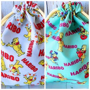 ハリボーHARIBO＊リバーシブル＊巾着(大)*縦25cm×横20cmNo.25-6