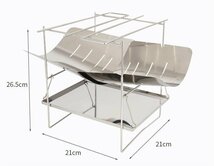 焚火台 コンパクト 焚き火台 軽量 シート付 フック五徳 ステンレス 折りたたみ式 1台3役 BBQコンロ キャンプ 焚火 収納ケース付 LZ006_画像7