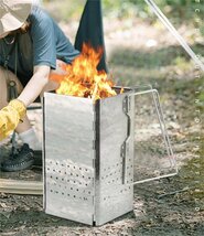 焚き火台 薪ストーブ コンパクト キャンプ 折りたたみ 1台多役 軽量 bbq 持ち運び ステンレス製 LZ001_画像1