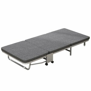  folding bed compact single three folding withstand load with casters folding single bed light weight construction easy 631