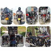 バイク用 サイドボックス サイドケース 左右セット 38L 革裏地 防水 パニアケース 鍵/サイドキャリア付き 普通平面タイプ シルバー 387_画像5