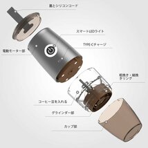 2-in-1 ポータブル コーヒー豆グラインダー 電気/手動カフェグラインド 5つの精密なグラインド設定と調節可 ブラック 645_画像6