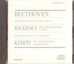 b363 ベートーヴェン：ピアノ協奏曲第4番＆3番　／バックハウス＆ケンプ