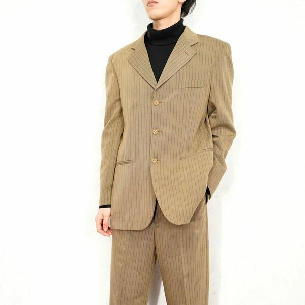 EU VINTAGE DE BLASIO 3B STRIPE PATTERNED DESIGN SET UP SUIT/ヨーロッパ古着3Bストライプ柄デザインセットアップスーツ