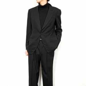 EU VINTAGE STRIPE PATTERNED TUCK DESIGN SET UP SUIT/ヨーロッパ古着ストライプ柄タックデザインセットアップスーツ